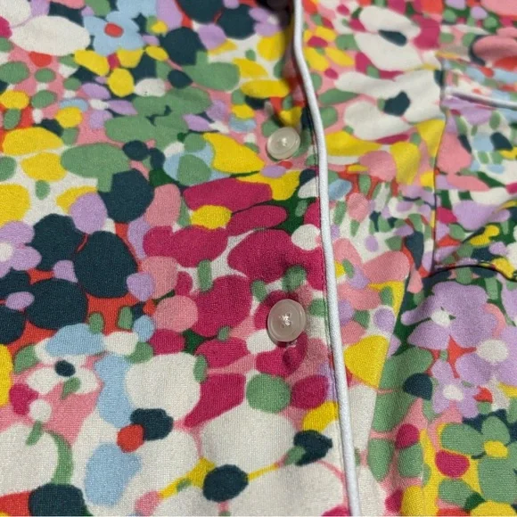 Kate Spade Multicolor Floral Button Down Pajama Short Set with Pockets - Picture 7 of 8